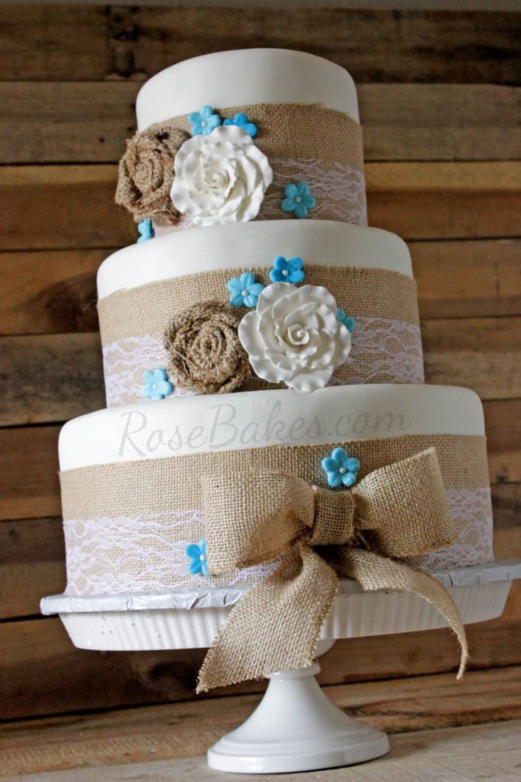 Burlap Wedding Cakes
 Burlap & Lace Rustic Wedding Cake