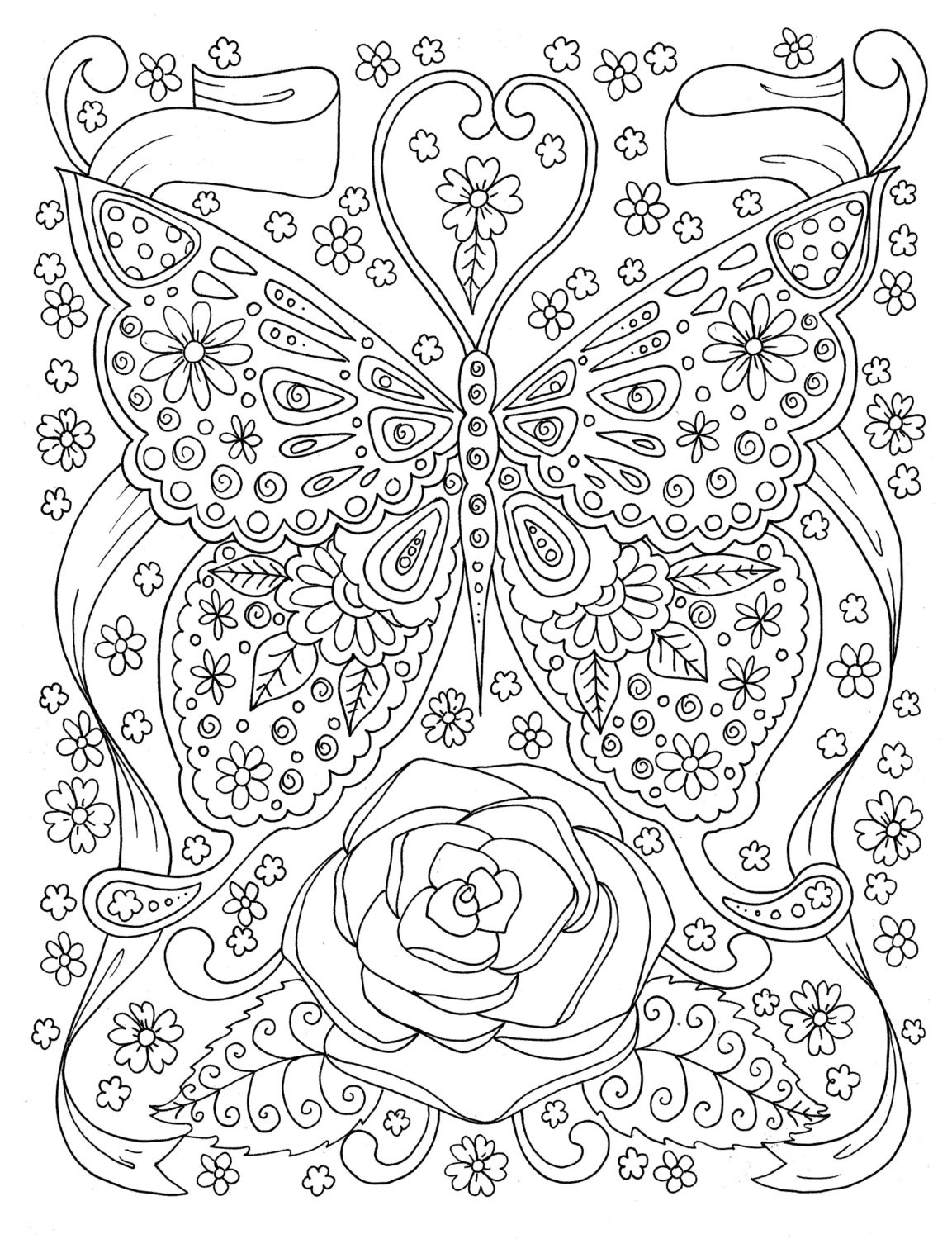 Butterfly Adult Coloring Pages
 Butterfly Coloring page Adult Coloring Book Digital Coloring
