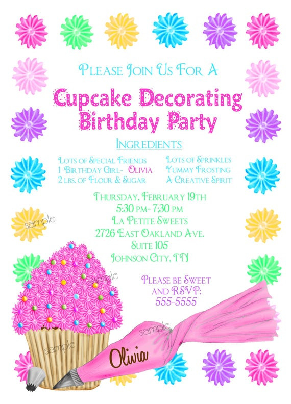 Cake Decorating Birthday Party
 Cupcake Decorating Invitations Cupcake party Baking