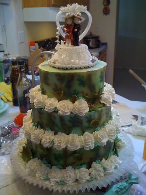 Camo Wedding Cake
 Frosted Art Camouflage Wedding Cake by Leah
