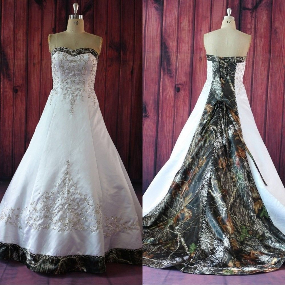 Camo Wedding Dresses Cheap
 2017 Ball Gown Camo Wedding Dresses Strapless Lace Up