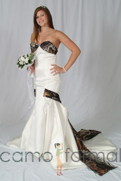 Camo Wedding Dresses For Sale
 3030 "Lia" Mermaid Wedding Gown with Camo Bodice Drop