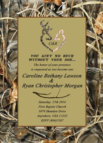 Camo Wedding Invitations Cheap
 Buck and Doe Wedding Invitation by TheInkBasket on Etsy