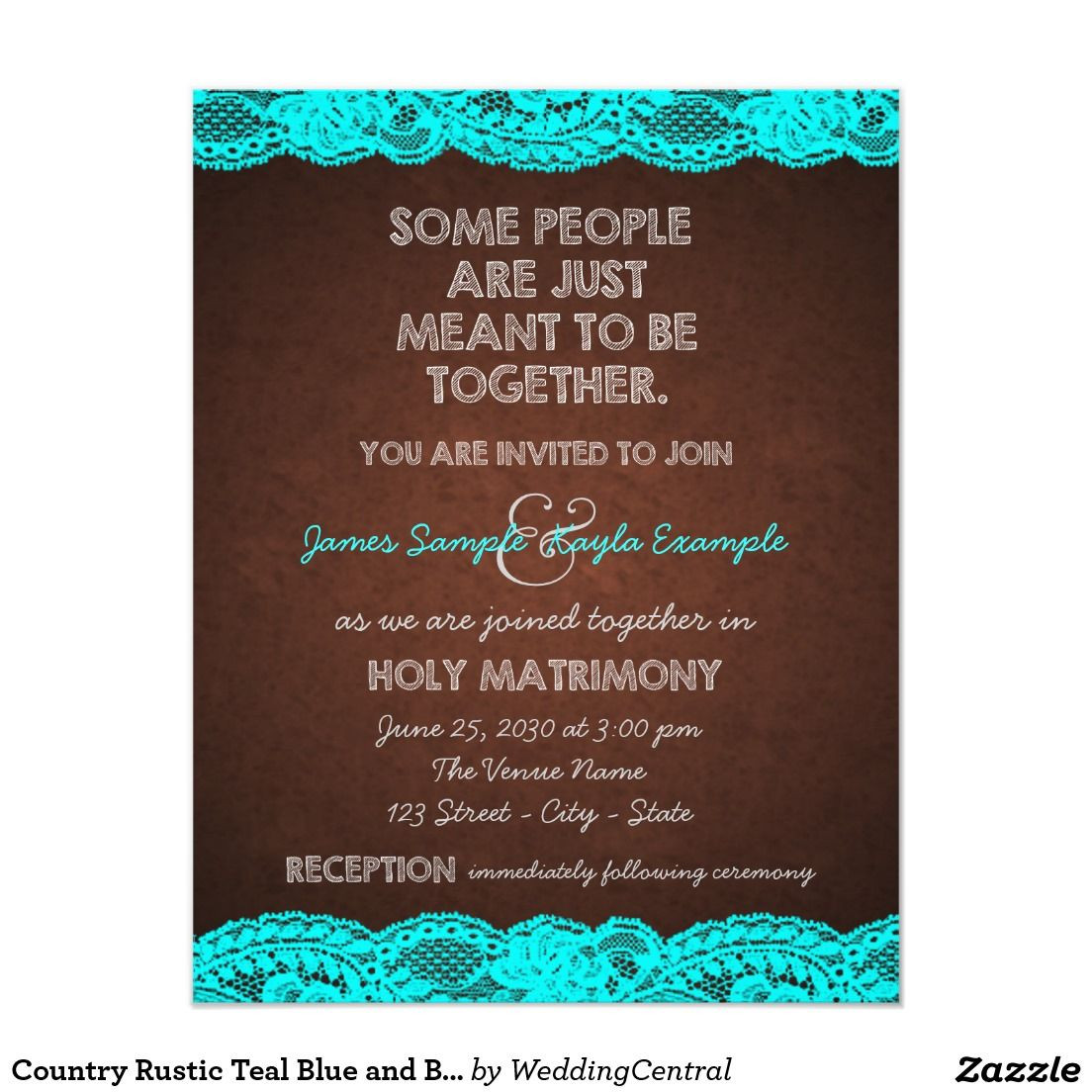 Camo Wedding Invitations Cheap
 Country Rustic Teal Blue and Brown Wedding Invitation