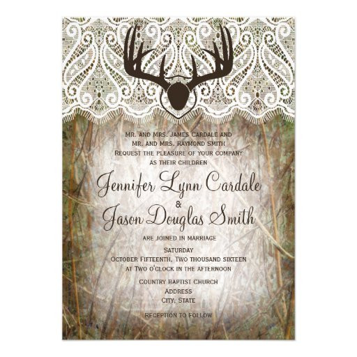 Camo Wedding Invitations Cheap
 Rustic Country Camo Hunting Antlers Wedding Invite 4 5" X