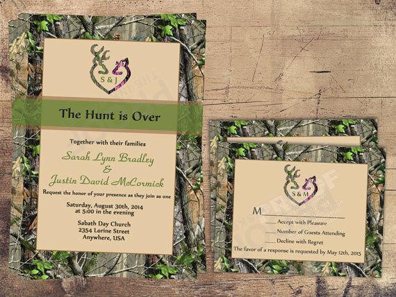 Camo Wedding Invitations
 The Hunt is Over Wedding Invitation Sets Camo Deer Deer