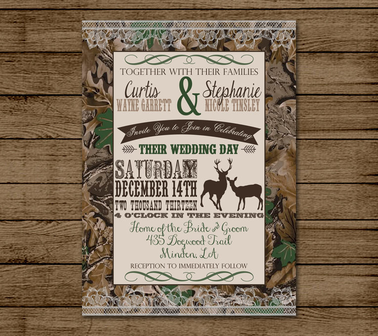 Camo Wedding Invitations
 Customized Wedding Invitation Camo Deer Camouflage Couples