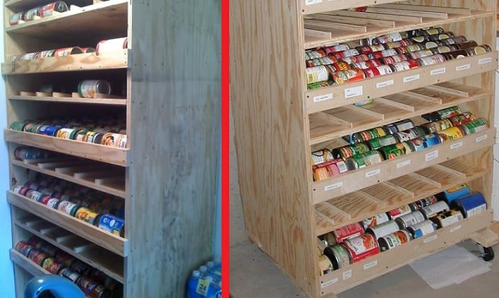 Can Storage Rack DIY
 DIY Rotating Canned Food Shelf Plans
