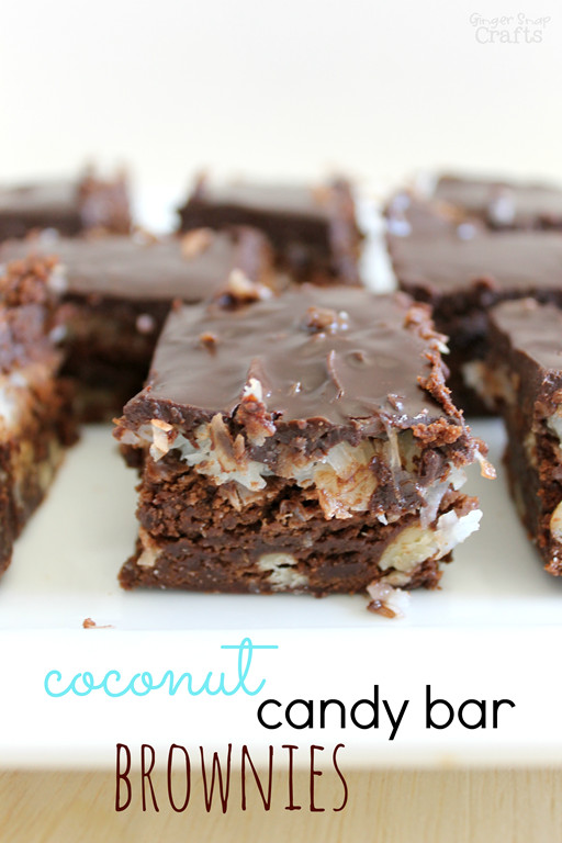 Candy Bar Brownies
 Ginger Snap Crafts Coconut Candy Bar Brownies & Triple