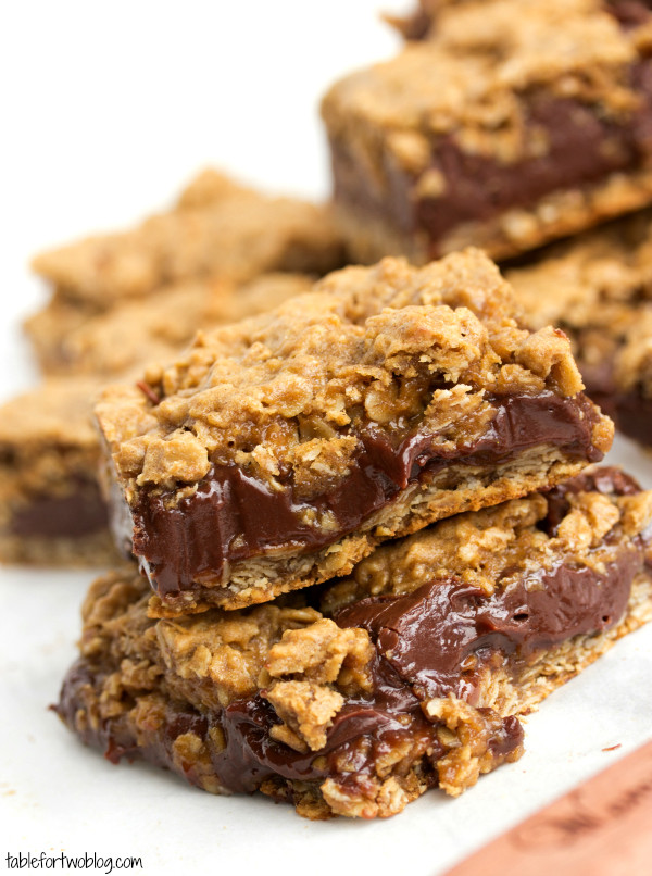 Candy Bar Cookies
 Oatmeal & Chocolate Cookie Bars Table for Two by Julie