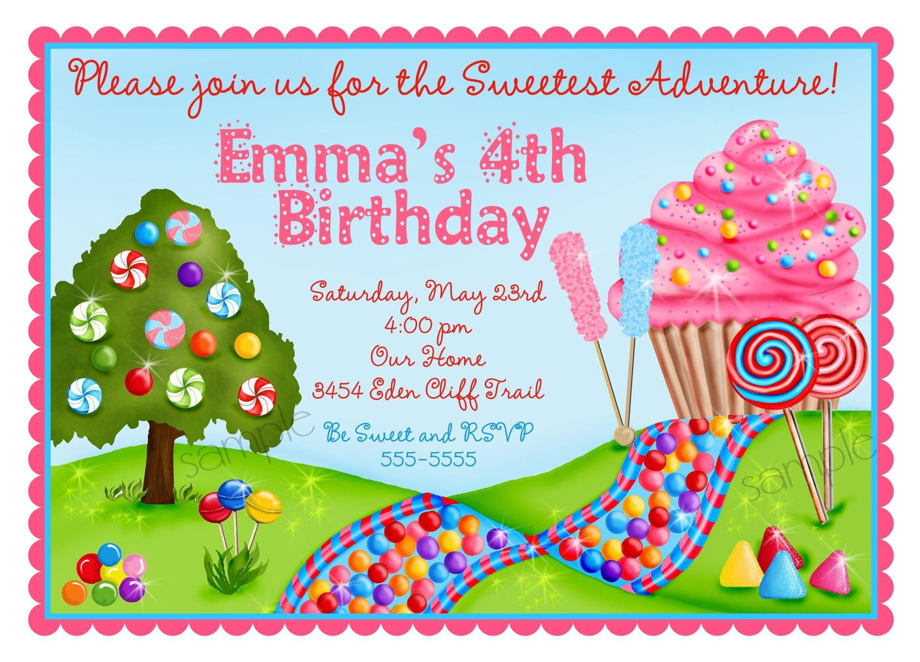 Candyland Birthday Party Invitations
 Personalized Invitations Oh Sweet Candy by LittlebeaneBoutique