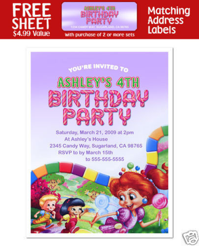 Candyland Birthday Party Invitations
 8 CANDYLAND Birthday Party INVITATIONS