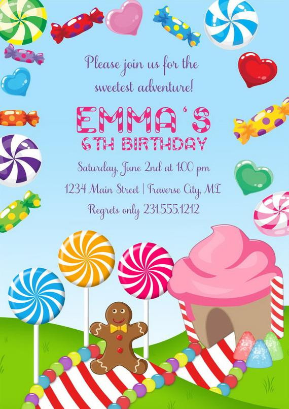 Candyland Birthday Party Invitations
 Candyland Invitation Girls Birthday Invitations Candyland