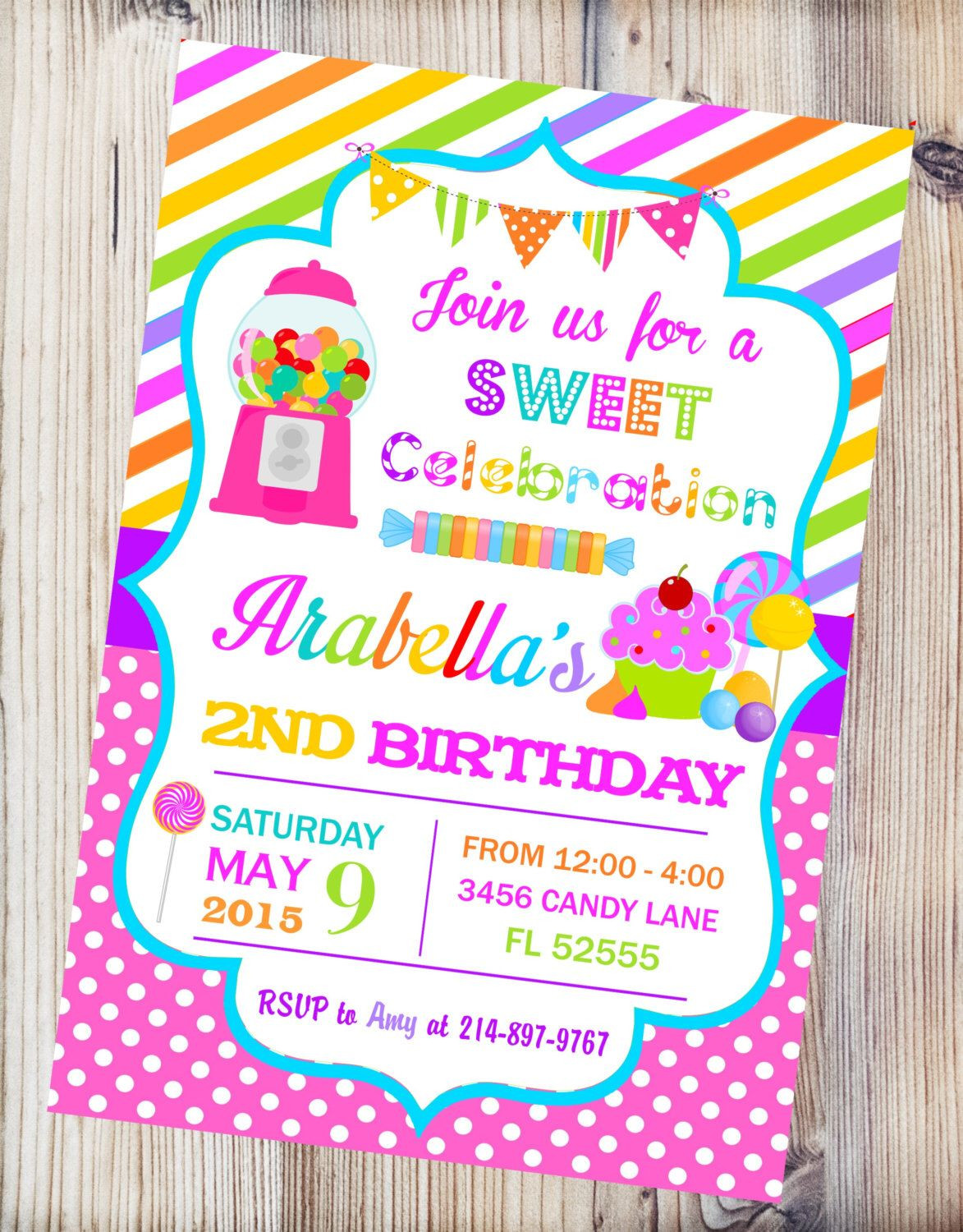 Candyland Birthday Party Invitations
 Candyland Printable Invitation Candy Shop Birthday