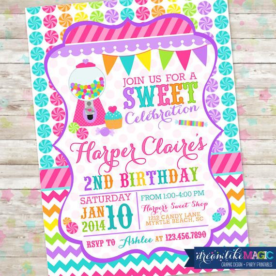 Candyland Birthday Party Invitations
 Candyland Sweet Celebration Birthday Invitation by