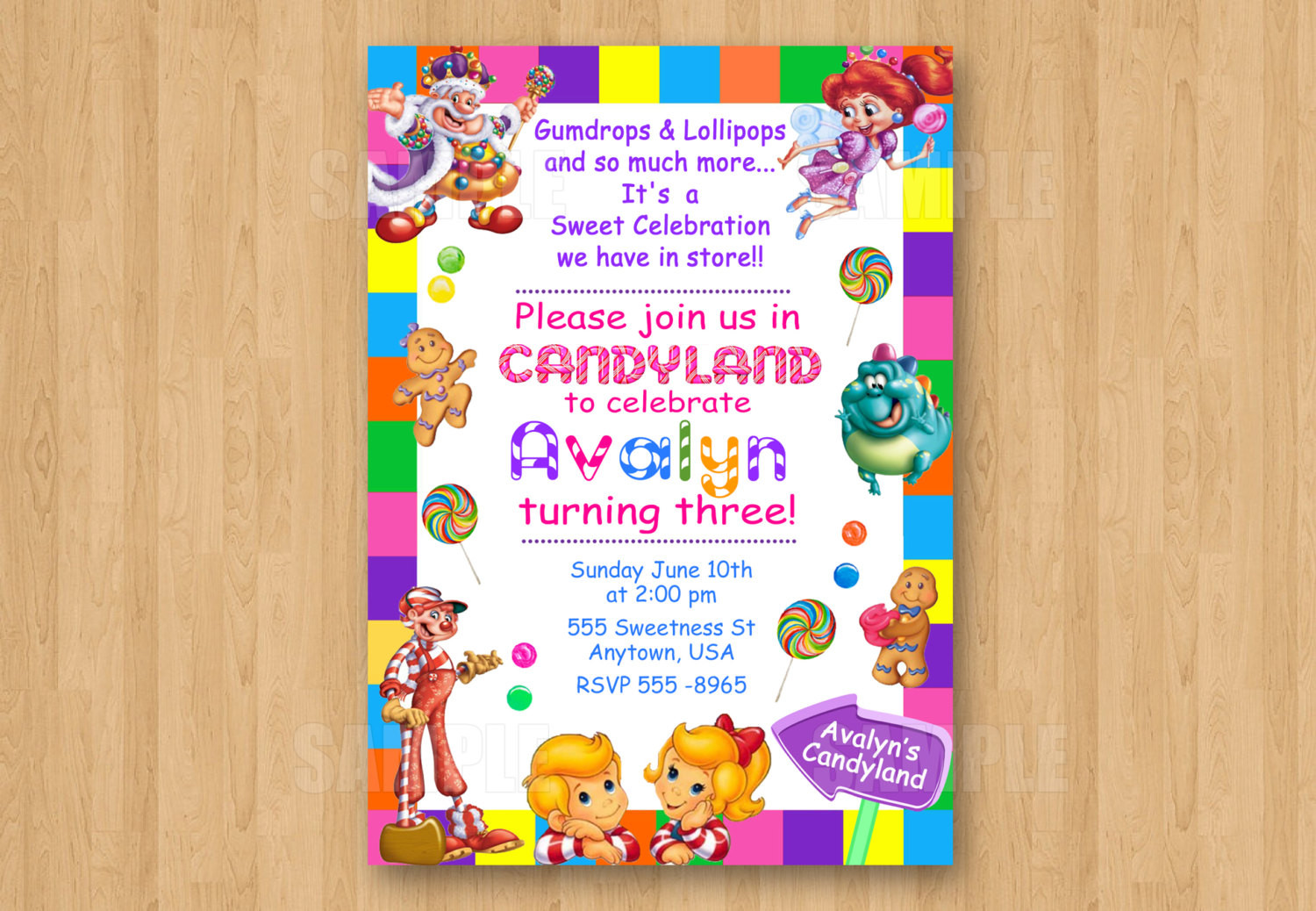 Candyland Birthday Party Invitations
 Sweet Candyland Candy Theme Girl Birthday Party