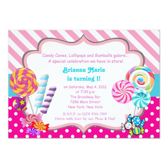 Candyland Birthday Party Invitations
 Candyland candy Theme Birthday Invitation