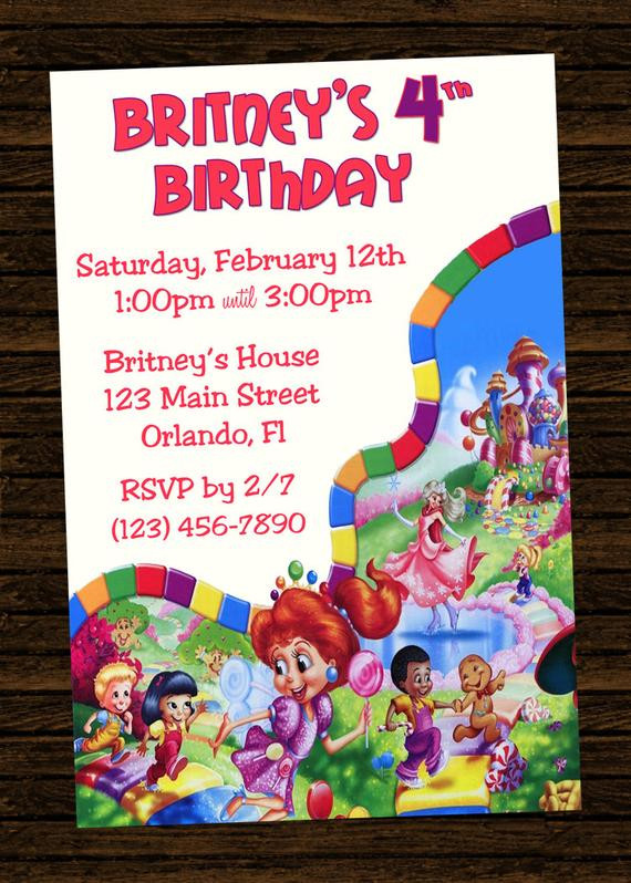 Candyland Birthday Party Invitations
 Custom Candyland Birthday Party Invitations DIY Printable