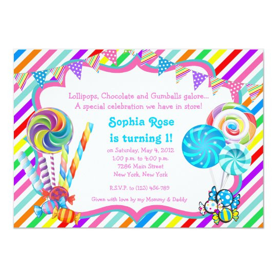 Candyland Birthday Party Invitations
 Candyland Candy Theme Birthday Invitation