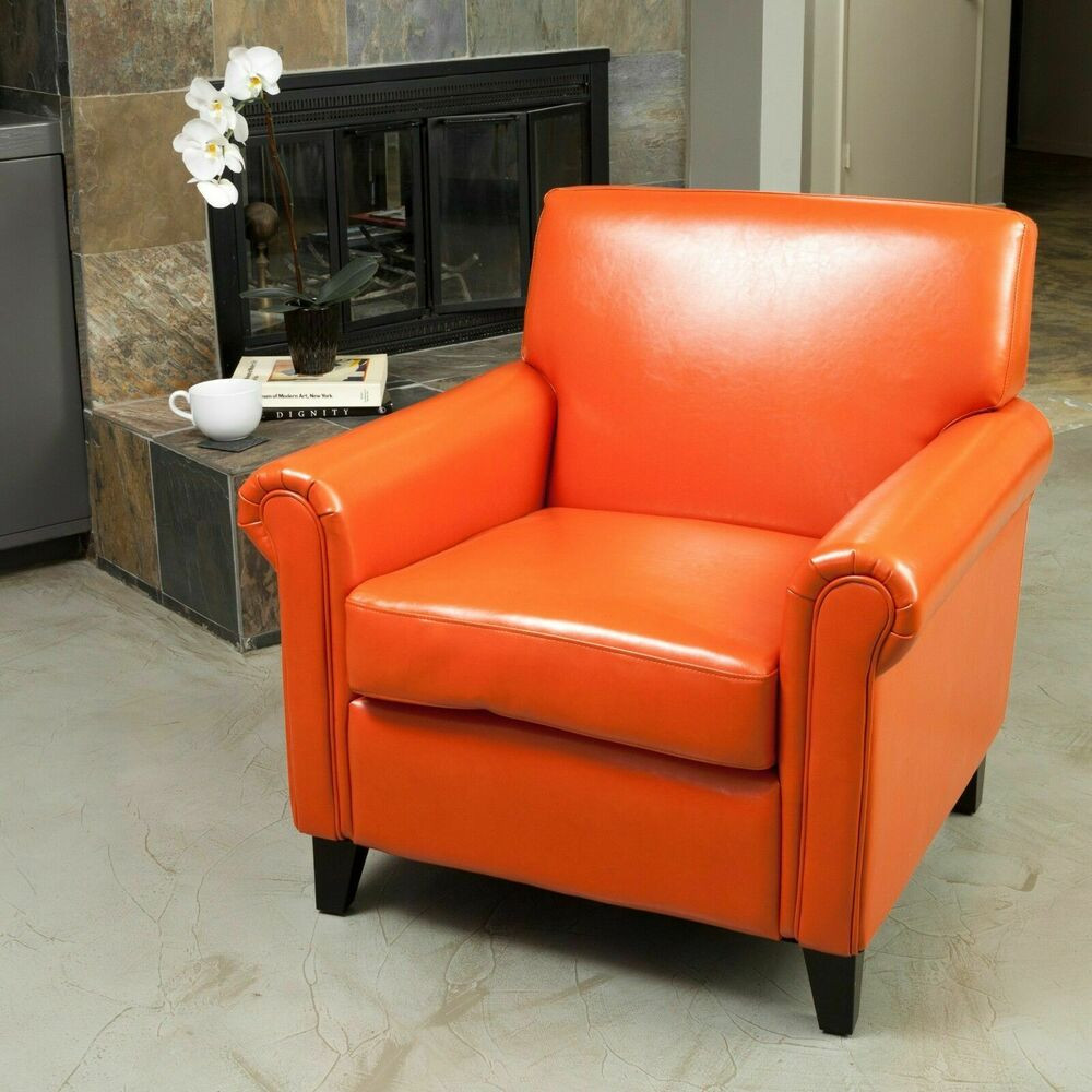 Chairs Living Room
 Living Room Furniture Rolled Arms Orange Leather Club