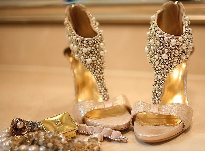 Champagne Colored Wedding Shoes
 Gold wedding shoes star champagne color bride wedding