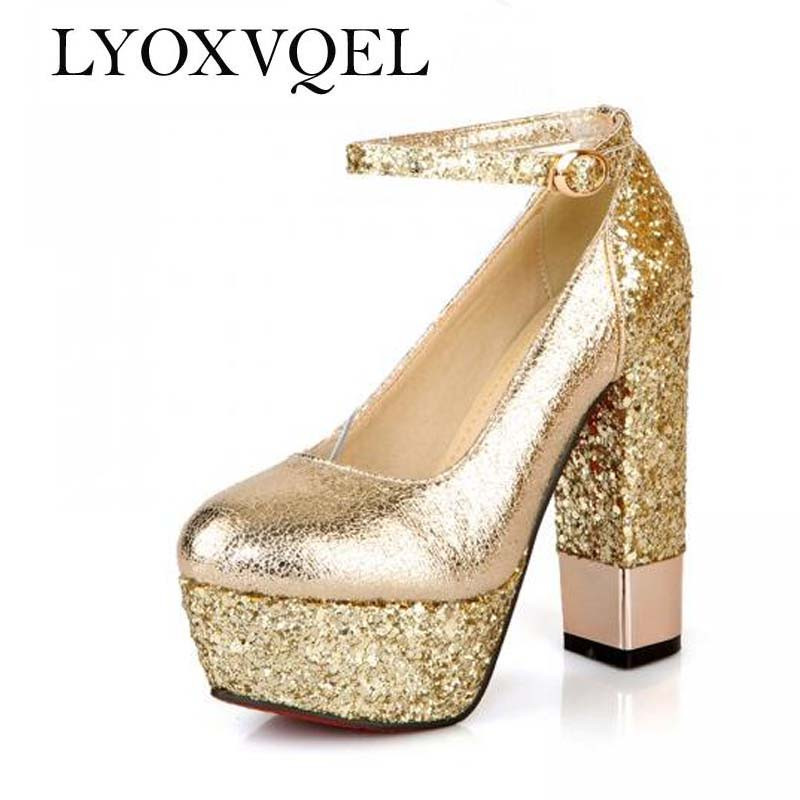 Champagne Colored Wedding Shoes
 Aliexpress Buy Fashion high heeled shoes thick heel