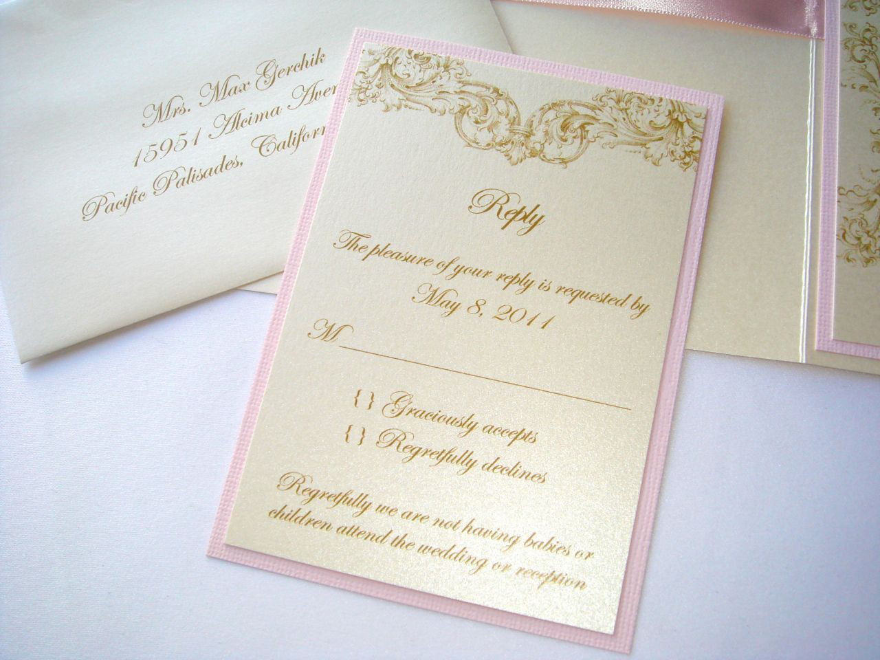 Champagne Wedding Invitations
 Embellished Paperie Vintage Champagne Gold and Blush