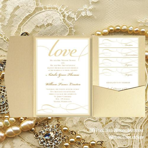Champagne Wedding Invitations
 Pocket Fold Wedding Invitations It s Love Champagne Gold