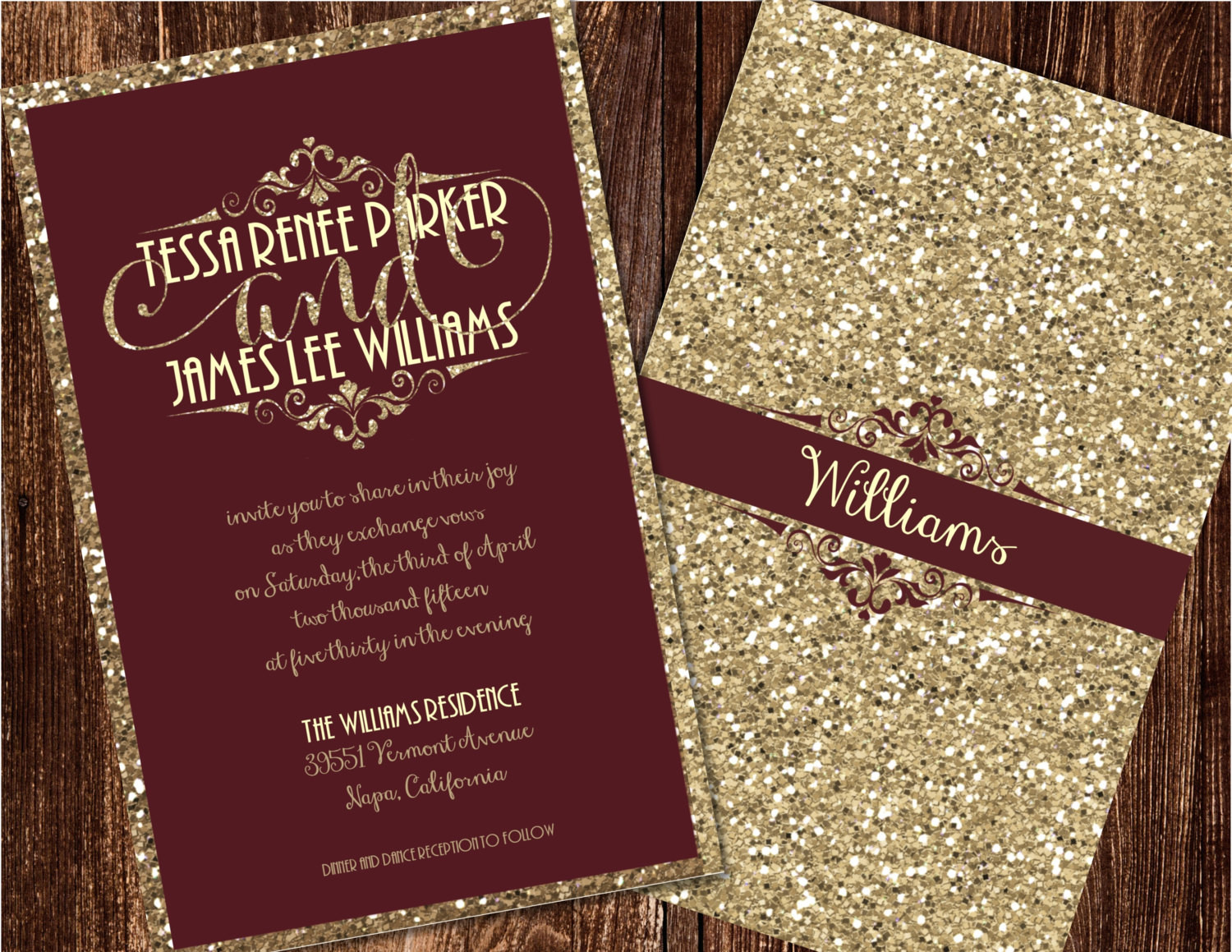 Champagne Wedding Invitations
 Champagne and Burgundy Wedding Invitations Maroon Wedding