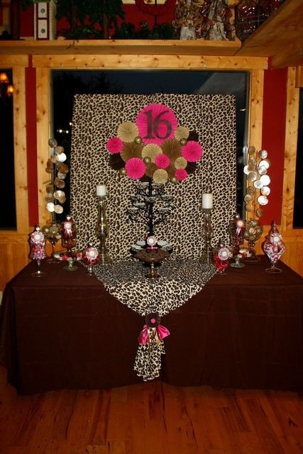 Cheetah Print Birthday Decorations
 Sweets table Leopard print and hot pink sweet 16