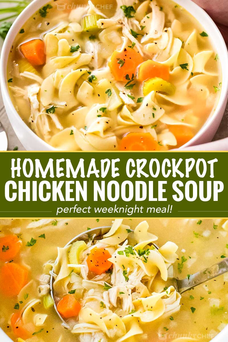 Chicken Noodle Soup In Crock Pot
 Homemade Crockpot Chicken Noodle Soup The Chunky Chef