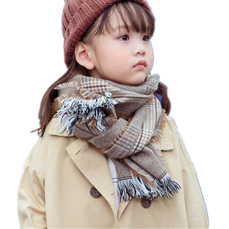 Child Fashion Scarf
 Fashion Plaid Scarf for Children Faux Cashmere Winter