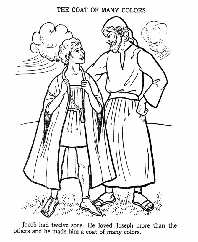 Children Bible Stories Coloring Pages
 Joseph and the coat of many Colours Bible Story Colouring