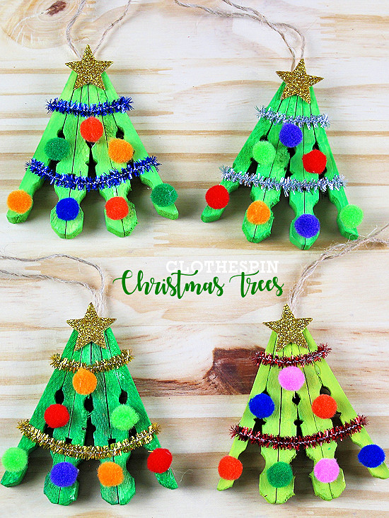 Children Christmas Crafts
 Clothespin Christmas Tree Craft