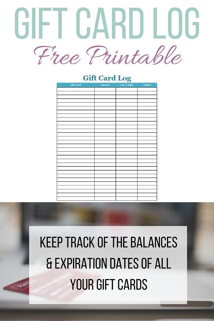 Children Place Gift Card Balance
 Gift Card Log Free Printable Perfect for Tracking Gift