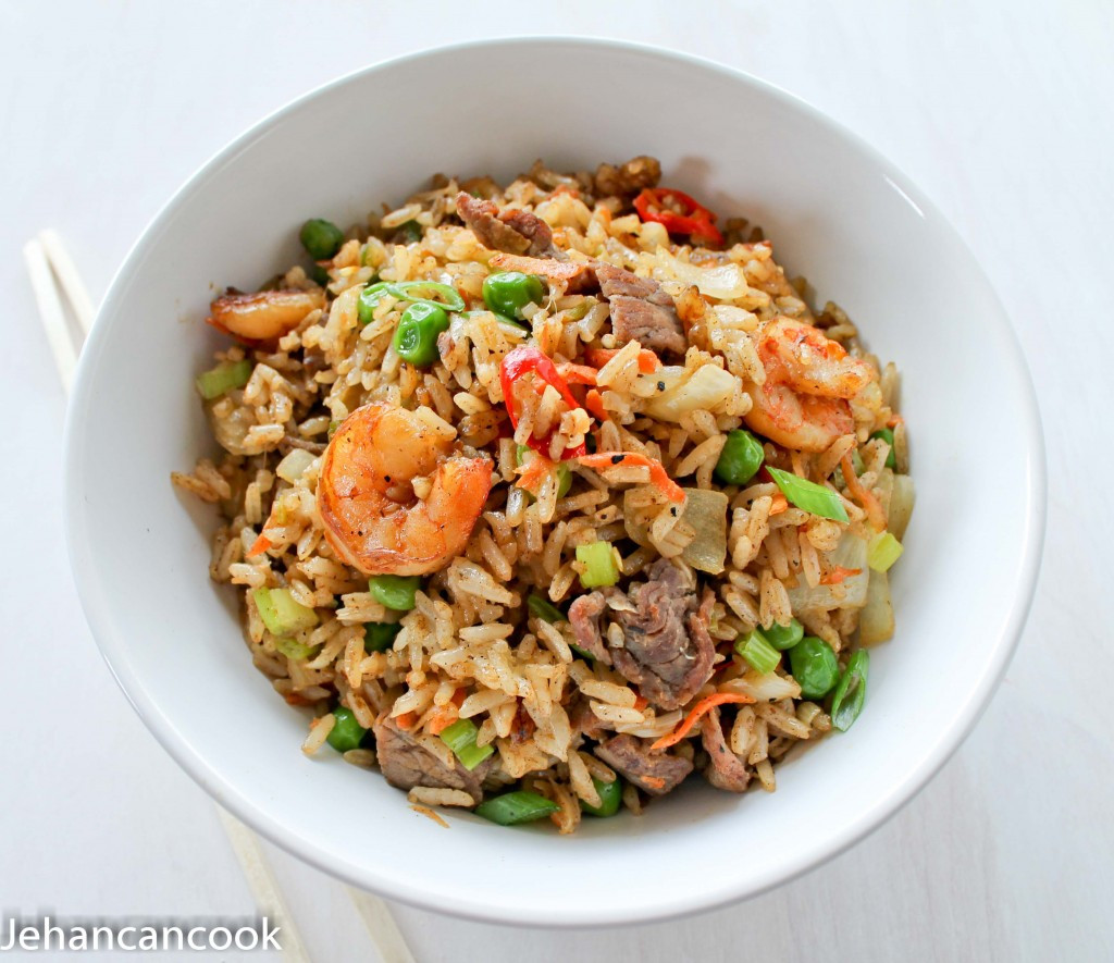 Chinese Beef Fried Rice
 Beef and Shrimp Fried Rice Jehan Can Cook