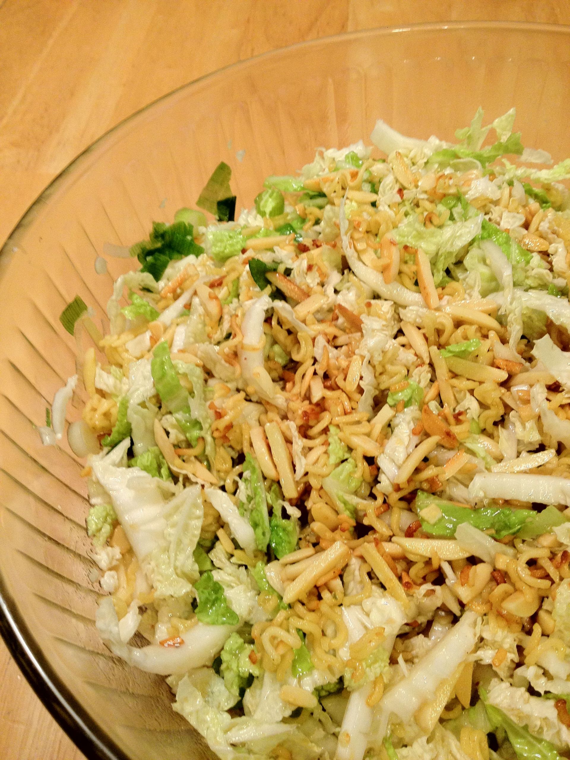 Chinese Chicken Cabbage Salad
 Chinese Nappa Cabbage Salad with Crunchy Noodle and Nut