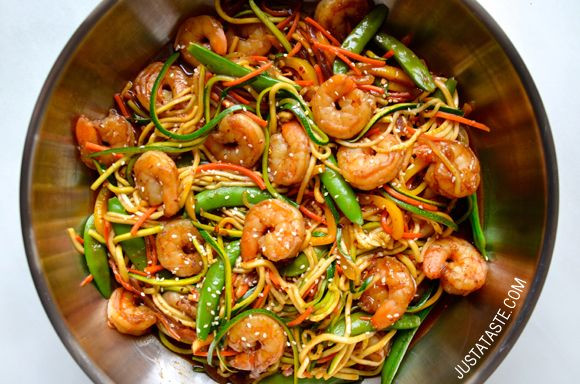 Chinese Noodles With Shrimp
 Asian Zucchini Noodle Stir Fry with Shrimp