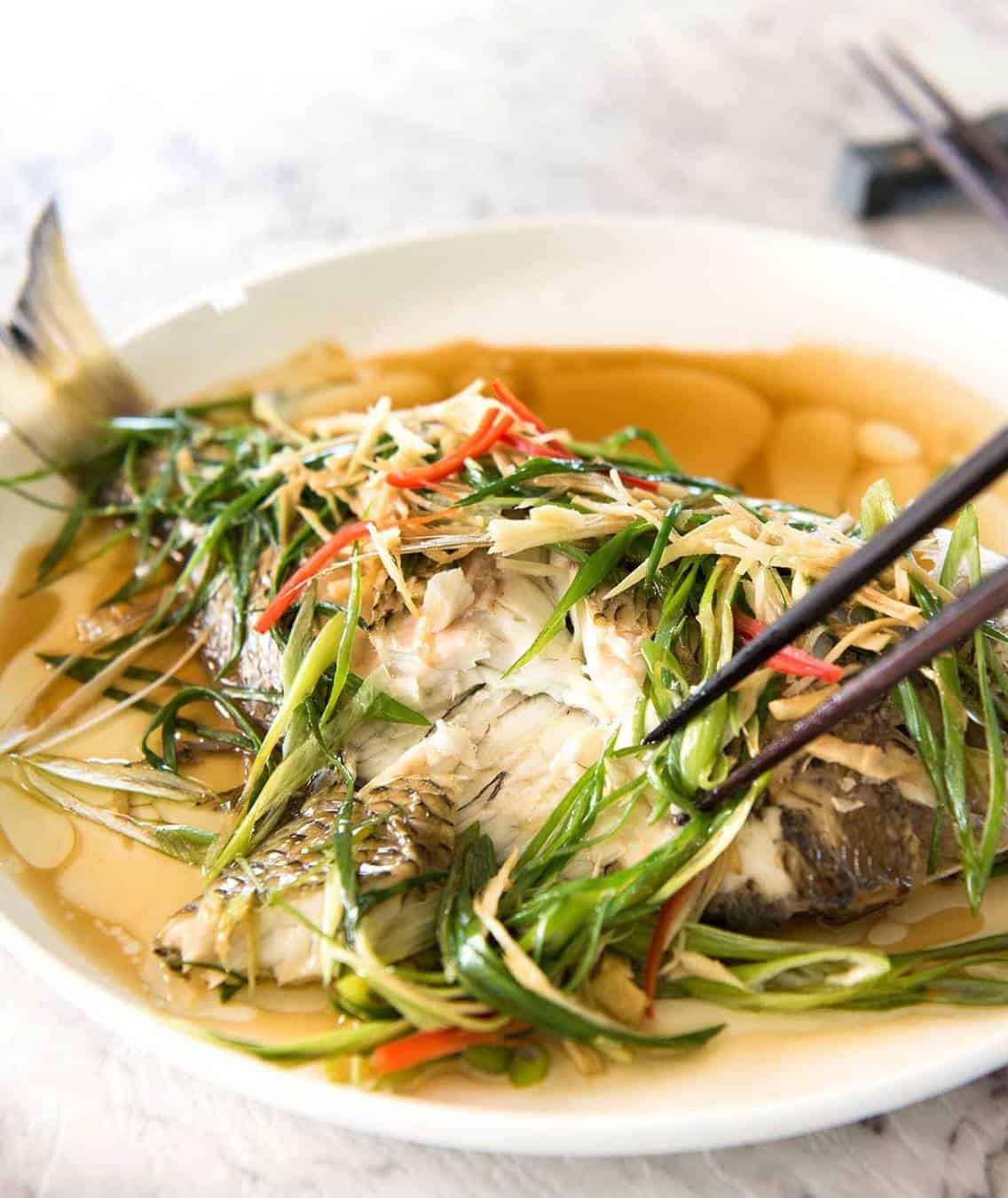Chinese Steamed Fish Recipes
 Chinese Steamed Fish with Ginger Shallot Sauce