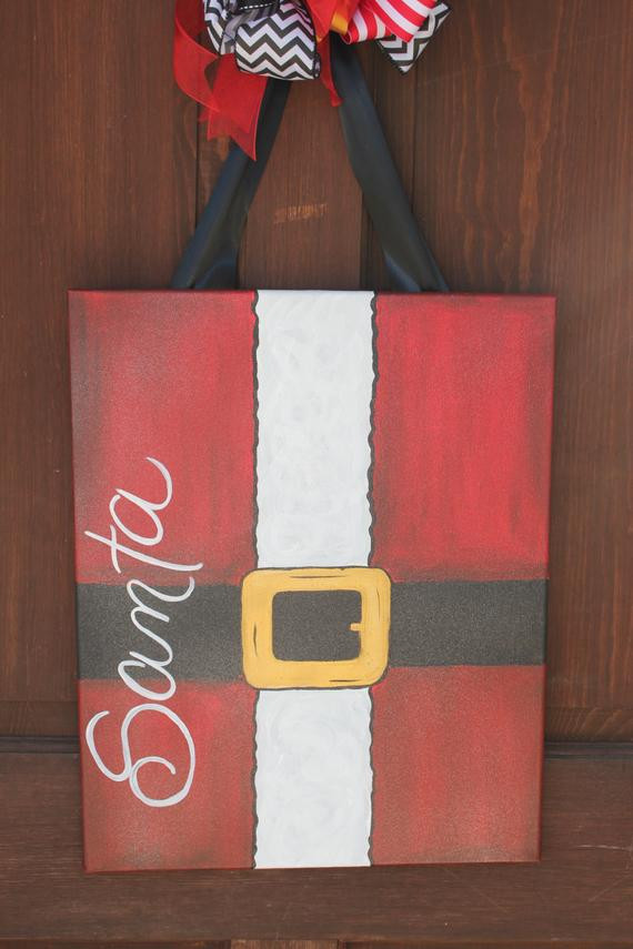 Christmas Canvas Painting Ideas
 Items similar to Whimsical Christmas Door Hanger Canvas or