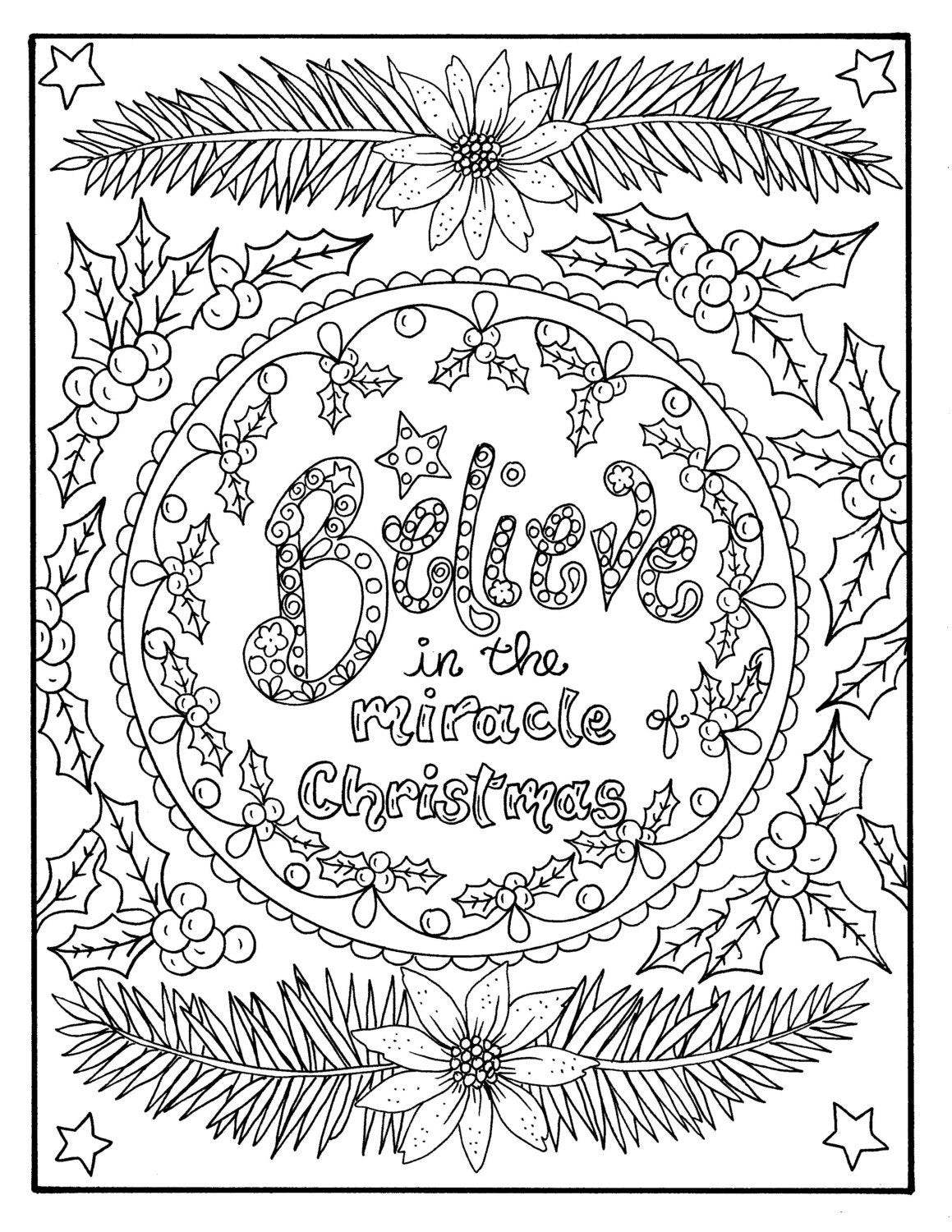 Christmas Coloring Pages For Adults
 Christmas Coloring page Believe in the Miracle Adult Christian