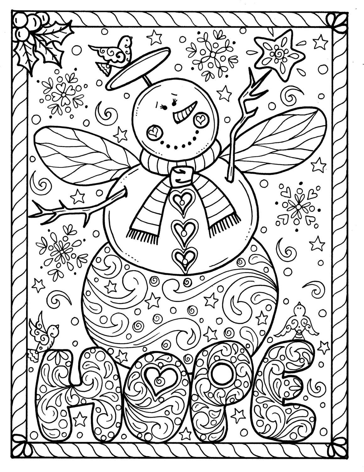 Christmas Coloring Pages For Adults
 Snow Angel Instant Christmas Coloring page Holidays