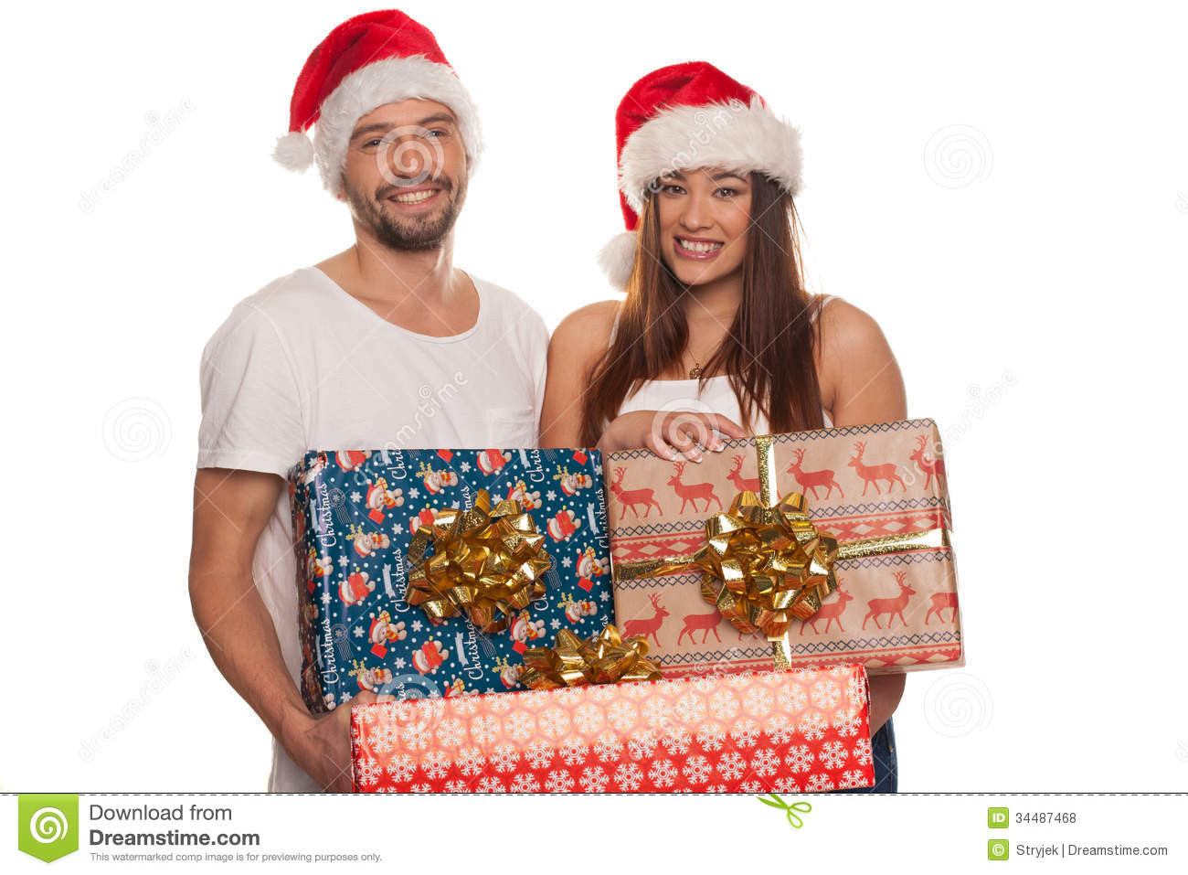 Christmas Gift Ideas For Young Married Couples
 Happy Couple Carrying Christmas Gifts Royalty Free Stock