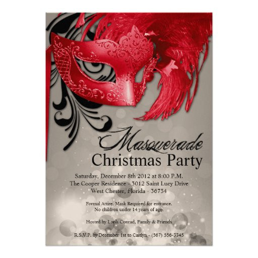 Christmas Masquerade Party Ideas
 5x7 Silver Red Masquerade Christmas Invitation