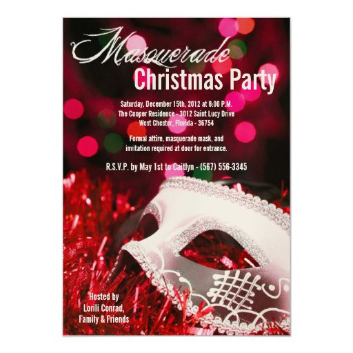 Christmas Masquerade Party Ideas
 5x7 Red Masquerade Christmas XMAS Invitation
