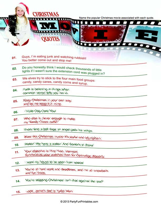 Christmas Movie Quotes Quiz
 Movie Quotes Quiz Printable QuotesGram