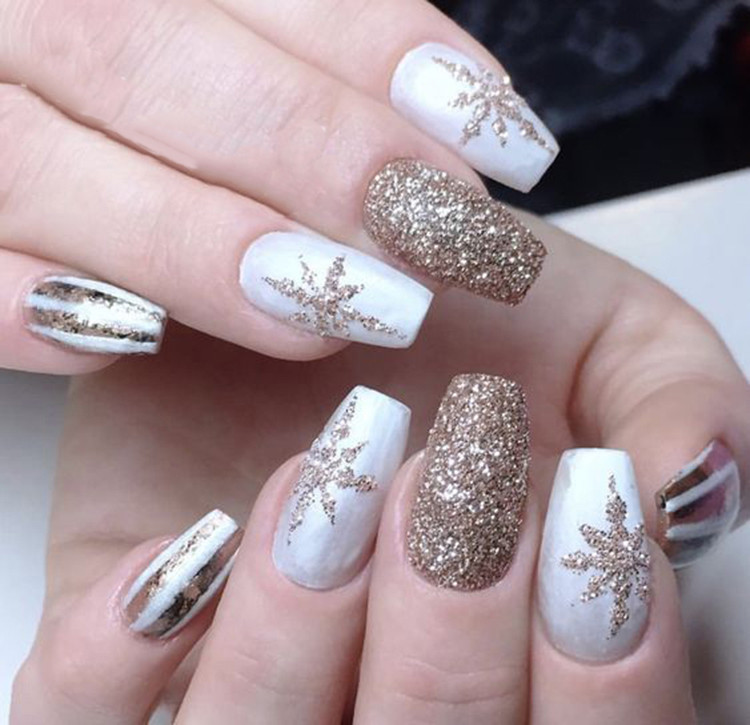 Christmas Nail Colors 2020
 Top 40 Light Color Christmas Snowflake Coffin Nails in 2020