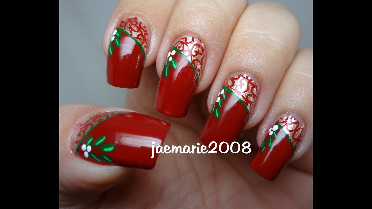 Christmas Nail Design Ideas
 Vintage Mistletoe Christmas Nail Design