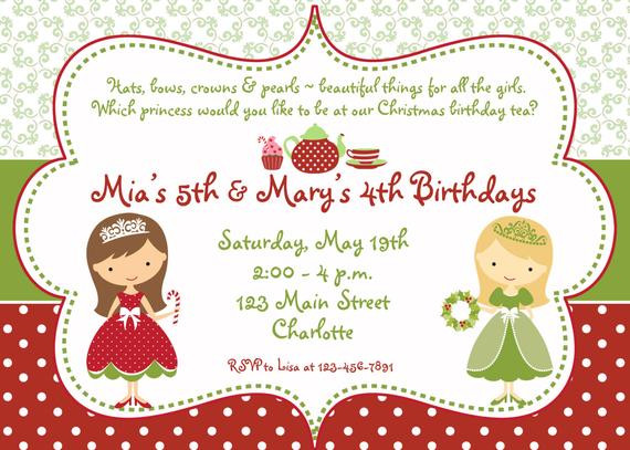 Christmas Tea Party Ideas Kids
 Princess Tea Party Christmas birthday party invitation