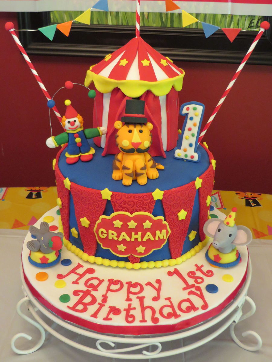 Circus Birthday Cakes
 Circus Theme Cake For My Grandsons First Birthday 8